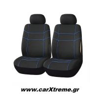 Κάλυμμα Καθίσματος Front Pair Cover Plus 4 Polyester - Piping Μαύρο/Μπλε 6 τεμ