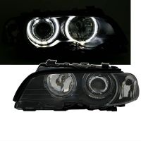 Μπροστινά Φανάρια Set Για Bmw 3 E46 Coupe / Cabrio 99-03 Angel Eyes Μαύρα H7/H7 Με Μοτέρ Eagle Eyes