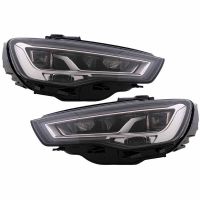 Μπροστινά Φανάρια Set Για Audi A3 8V 12-16 DRL Full Led & Led Signal Μαύρα  Με Μοτέρ Carner