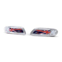 Πλαϊνά Φλας Φτερού Για Mini Cooper F56 13+ Union Jack Flag Blue Led White 2 Τεμάχια
