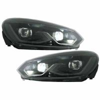 Μπροστινά Φανάρια Set Για Vw Golf VΙ (6) 08-12 Mk8 Golf Look Dynamic Start DRL & Φλας Μαύρα Full Led Με Μοτέρ VLand