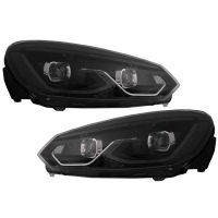 Μπροστινά Φανάρια Set Για Vw Golf VΙ (6) 08-12 Mk8 Golf Look Dynamic Start DRL & Φλας Μαύρα Full Led Με Μοτέρ VLand