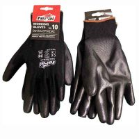 Γάντια Εργασίας Πολυεστέρα / PU No10 Μαύρα 2 Τεμάχια