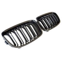 Καρδιές Μάσκας Για Bmw 1 F20 / F21 11-15 M4 Look Με Διπλή Γρίλια Μαύρο Γυαλιστερό 2 Τεμάχια