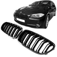 Καρδιές Μάσκας Για Bmw 5 F10 / F11 / F18 10-16 M4 Look Με Διπλή Γρίλια Μαύρο Γυαλιστερό 2 Τεμάχια