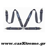 Ζώνη Racing 4 Point Harness Μαύρη με Ρυθμιστές Αλουμινίου Sparco