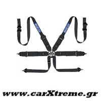 Ζώνη Racing 6 Point Harness Μαύρη με Ατσάλινο Ρυθμιστή Sparco