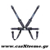 Ζώνη Racing 6 Point Harness Μαύρη με Ρυθμιστή Αλουμινίου Sparco