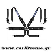 Ζώνη Racing 6 Point Harness Μαύρη με Ρυθμιστές Αλουμινίου Sparco