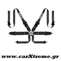 Ζώνη Racing 6 Point Harness Μαύρη με Ρυθμιστές Αλουμινίου Sparco