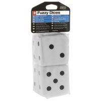 Fuzzy Dice White 7x7cm 2 Pcs