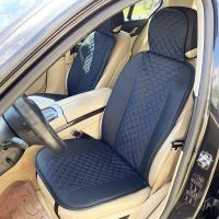 Πλατοκαθίσματα Μπροστινά Δερματίνη Elegance Μαύρο Με Μπλε Ραφή 2 Τεμάχια