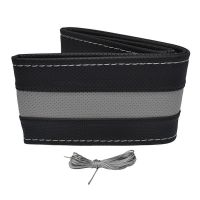 Κάλυμμα Τιμονιού Αυτοκινήτου Otom Stitching Δερματίνη Ραφτό Εξώγαζο Μαύρο - Γκρι Medium 37-39cm DK-305