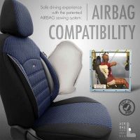 Καλύμματα Αυτοκινήτου Otom Sport Plus Design Universal Βαμβακερό Ύφασμα / Rachel / Δερματίνη Σετ Εμπρός / Πίσω 11 Τεμαχίων Μαύρο / Μπλε SPTPLS-104
