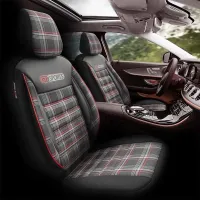 Καλύμματα Αυτοκινήτου Otom GTI Sports Design Universal Jacquard / Lacost / Δερματίνη Σετ Εμπρός / Πίσω 11 Τεμαχίων Μαύρο - Κόκκινο GTI-801
