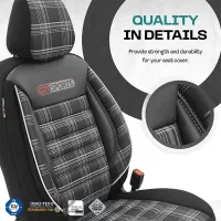 Καλύμματα Αυτοκινήτου Otom GTI Sports Design Universal Jacquard / Lacost / Δερματίνη Σετ Εμπρός / Πίσω 11 Τεμαχίων Μαύρο - Γκρι GTI-807