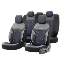Καλύμματα Αυτοκινήτου Otom Reflective Design Universal Jacquard / Rachel / Δερματίνη Σετ Εμπρός / Πίσω 11 Τεμαχίων Μαύρο Με Μπλε Ραφή RFL-2604