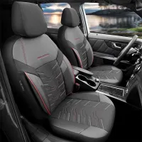 Καλύμματα Αυτοκινήτου Otom Reflective Design Universal Jacquard / Rachel / Δερματίνη Σετ Εμπρός / Πίσω 11 Τεμαχίων Μαύρο Με Κόκκινη Ραφή RFL-2601