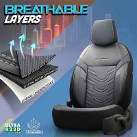 Καλύμματα Αυτοκινήτου Otom Reflective Design Universal Jacquard / Rachel / Δερματίνη Σετ Εμπρός / Πίσω 11 Τεμαχίων Μαύρο - Σκούρο Γκρι RFL-2603