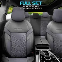 Καλύμματα Αυτοκινήτου Otom Reflective Design Universal Jacquard / Rachel / Δερματίνη Σετ Εμπρός / Πίσω 11 Τεμαχίων Μαύρο - Σκούρο Γκρι RFL-2603