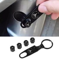 Καπάκια Βαλβίδων Αυτοκινήτου Με Μπρελόκ Mercedes-Benz Μαύρο 5 Τεμάχια