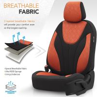 Καλύμματα Αυτοκινήτου Otom Ruby Design Universal Βαμβακερό Ύφασμα Rachel Σετ Εμπρός / Πίσω 11 Τεμαχίων "Terracota" Μαύρο / Κεραμιδί RBY-1204