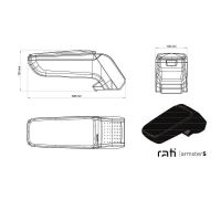 Κονσόλα Χειροφρένου Τεμπέλης Με Βάση Armster S Από Δερματίνη Για Peugeot 208 20+ / Peugeot 2008 20+ Μαύρο Χρώμα Σετ 2 Τεμάχια