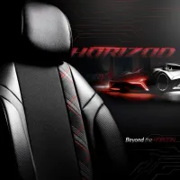 Καλύμματα Αυτοκινήτου Otom Horizon Universal Jacquard / Rachel / Δερματίνη Σετ Εμπρός / Πίσω 11 Τεμαχίων Μαύρο Με Κόκκινο HRZ-1801