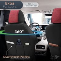 Καλύμματα Αυτοκινήτου Otom "Swan" Universal Λινό Ύφασμα / Rachel / Δερματίνη Σετ Εμπρός / Πίσω 11 Τεμαχίων Κόκκινο /  Μαύρο SWN-502