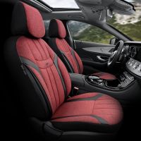 Καλύμματα Αυτοκινήτου Otom "Swan" Universal Λινό Ύφασμα / Rachel / Δερματίνη Σετ Εμπρός / Πίσω 11 Τεμαχίων Κόκκινο /  Μαύρο SWN-502