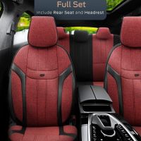 Καλύμματα Αυτοκινήτου Otom "Swan" Universal Λινό Ύφασμα / Rachel / Δερματίνη Σετ Εμπρός / Πίσω 11 Τεμαχίων Κόκκινο /  Μαύρο SWN-502