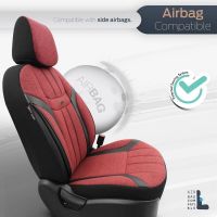 Καλύμματα Αυτοκινήτου Otom "Swan" Universal Λινό Ύφασμα / Rachel / Δερματίνη Σετ Εμπρός / Πίσω 11 Τεμαχίων Κόκκινο /  Μαύρο SWN-502