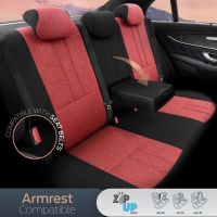 Καλύμματα Αυτοκινήτου Otom "Swan" Universal Λινό Ύφασμα / Rachel / Δερματίνη Σετ Εμπρός / Πίσω 11 Τεμαχίων Κόκκινο /  Μαύρο SWN-502