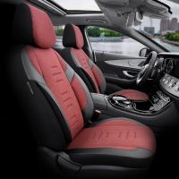Καλύμματα Αυτοκινήτου Otom "Throne" Universal Λινό Ύφασμα / Rachel / Δερματίνη Σετ Εμπρός / Πίσω 11 Τεμαχίων Κόκκινο / Μαύρο THR-103