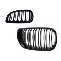 Καρδιές Μάσκας Για Bmw 3 E46 02-05 Sedan/Touring M4 Look Με Διπλή Γρίλια Tri-Color Μαύρο Γυαλιστερό 2 Τεμάχια