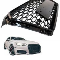 Μάσκα Για Audi A4 B9 16-19 RS4 Look Κυψελωτή Γυαλιστερό Μαύρο 1 Τεμάχιο