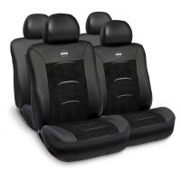 Κάλυμμα Καθισμάτων Δερματίνη Μαύρο-Γκρι 4τμχ Momo