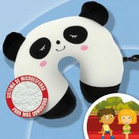 Παιδικό Μαξιλαράκι Αυχένα Ταξιδιού Happy Confort Πάντα 27cm x 23cm Μαύρο-Άσπορ1 Τεμάχιο