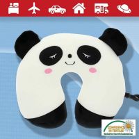 Παιδικό Μαξιλαράκι Αυχένα Ταξιδιού Happy Confort Πάντα 27cm x 23cm Μαύρο-Άσπορ1 Τεμάχιο