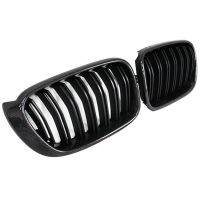 Καρδιές Μάσκας Για Bmw X3 F25 LCI 14-17 / X4 F26 14-17 M4 Look Με Διπλή Γρίλια Μαύρο Γυαλιστερό Με 7 Γρίλιες Και Πλαίσιο Carbon 2 Τεμάχια