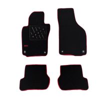 Πατάκια Αυτοκινήτου Μοκέτα Για Vw Golf 5 & 6 Με Μονό Κέντημα Gti Black 4 Τεμάχια