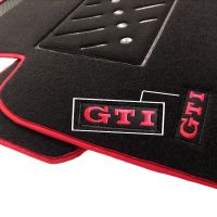 Πατάκια Αυτοκινήτου Μοκέτα Για Vw Golf 5 & 6 Με Μονό Κέντημα Gti Black 4 Τεμάχια