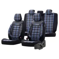 Καλύμματα Αυτοκινήτου Otom GTI Sports Design Universal Jacquard / Lacost / Δερματίνη Σετ Εμπρός / Πίσω 11 Τεμαχίων Μαύρο - Μπλε GTI-803