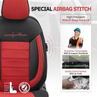 Καλύμματα Αυτοκινήτου Otom Comfortline Design Universal Sued / Rachel / Δερματίνη Σετ Εμπρός / Πίσω 11 Τεμαχίων Μαύρο - Κόκκινο CMF-207