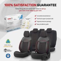 Καλύμματα Αυτοκινήτου Otom Comfortline VIP Design Universal Sued / Rachel / Δερματίνη Καπιτονέ Σετ Εμπρός / Πίσω 11 Τεμαχίων Μαύρο Με Κόκκινο Κέντημα CMV-231