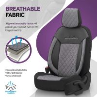 Καλύμματα Αυτοκινήτου Otom Comfortline VIP Design Universal Sued / Rachel / Δερματίνη Καπιτονέ Σετ Εμπρός / Πίσω 11 Τεμαχίων Μαύρο - Γκρι CMV-233