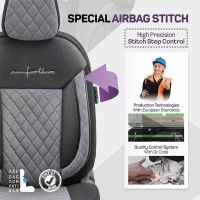 Καλύμματα Αυτοκινήτου Otom Comfortline VIP Design Universal Sued / Rachel / Δερματίνη Καπιτονέ Σετ Εμπρός / Πίσω 11 Τεμαχίων Μαύρο - Γκρι CMV-233