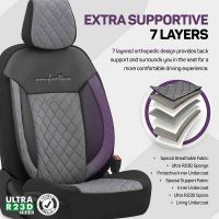 Καλύμματα Αυτοκινήτου Otom Comfortline VIP Design Universal Sued / Rachel / Δερματίνη Καπιτονέ Σετ Εμπρός / Πίσω 11 Τεμαχίων Μαύρο - Γκρι CMV-233