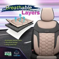 Καλύμματα Αυτοκινήτου Carbon Design Universal Jacquard / Rachel / Δερματίνη Σετ Εμπρός / Πίσω 11 Τεμαχίων Μπεζ CRB-3403