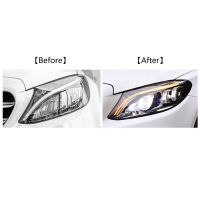 Μπροστινά Φανάρια Set Για Mercedes-Benz C-Class W205 14-18 Halogen Upgrade Σε Full Led DRL Μαύρα Με Μοτέρ Carner